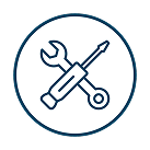 Icon of a screwdriver and wrench in a cross pattern.