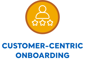 Person with star ratings icon, customer-centric onboarding