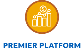 Rising bar chart of money icon, premier platform