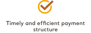Checkmark icon, Timely and efficient payment structure